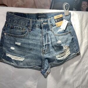 Aeropostale Women's Blue Jean Shorts  size 8 momshort Non Stretch nwt 76